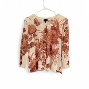 Talbots Women’s Cardigan XL Floral Linen Blend 3/4 Sleeves NWOT Lightweight